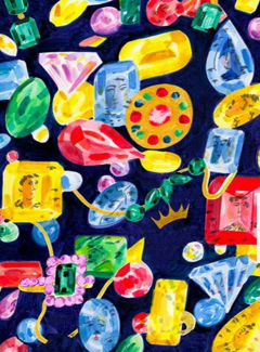 Eine Zeichnung verschiedener Schätze und Reichtümer